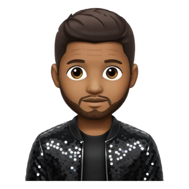 Usher with dark brown hair, black sequin outfit sticker