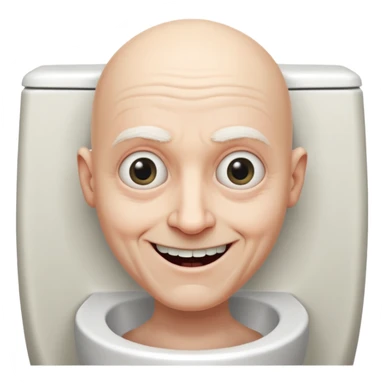 A bald person who’s very old is staring, he’s inside a toilet and his head is upright and looking at the camera with very wide eyes and a massive smile, in a very creepy way. sticker