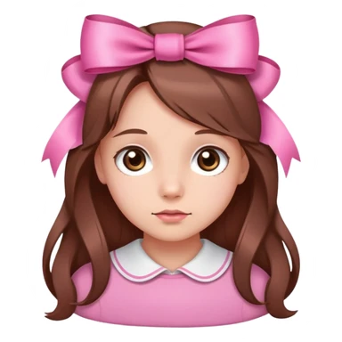 Cute pink innocent face with ribbon long brown hair and brown eyes sticker