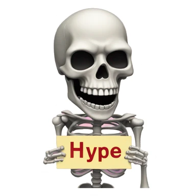 A skeleton head holding a sign above its head with "HYPE" on it. sticker