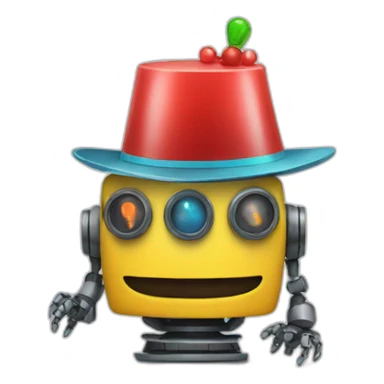 robot with partyhat sticker