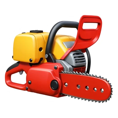red and yellow Chainsaw, cartoon horror emoji, no background sticker