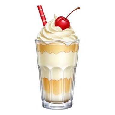 Japanese Cream soda clear glass with ice and vanila + cherry on top sticker