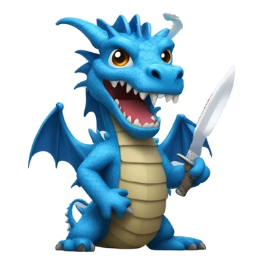 Blue dragon with knife sticker