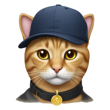 CAT with a cap and a colar sticker
