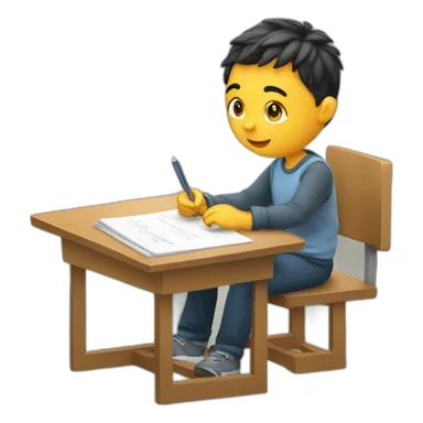 student taking an exam sticker