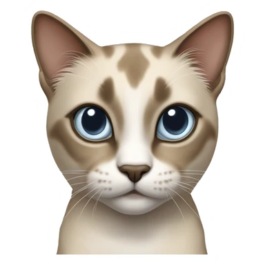 Thai breed realistic adult cat with a light cream -brown body, dark gray-brown face, ears, and paws. Short fur, sharp ears, striking light blue eyes  sticker