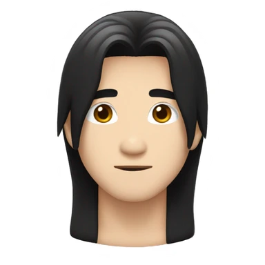 white skin color japanese man with black middle long hair, make it from shoulders and create only one emoji sticker