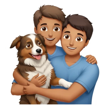 Man and Australian shepherd dog reunited sticker