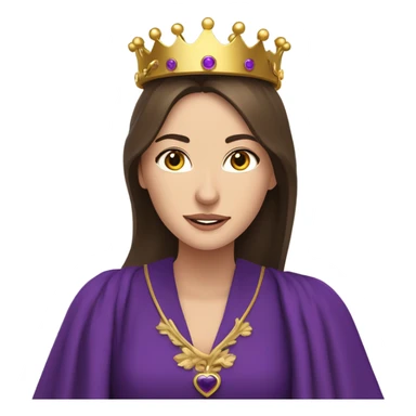 Caucasian long brunette woman wearing formal royal purple robes and a crown whose face shows loave and adoration to the man she adores  sticker