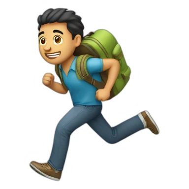 Hombre latino con mochila de viaje corriendo sticker