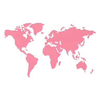 world map in pink, flat color style, modern look sticker