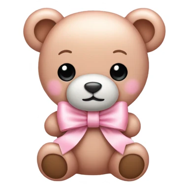 light pink cute teddy bear bow sticker