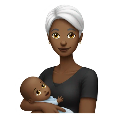 white hair black woman holding a black baby sticker