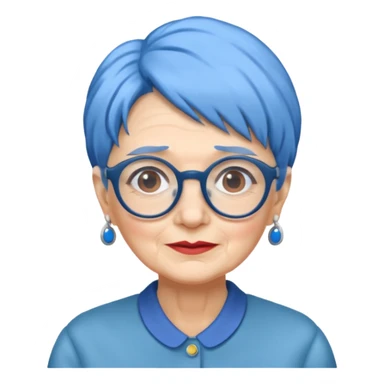 old lady with blue hair, wearing glasses  sticker