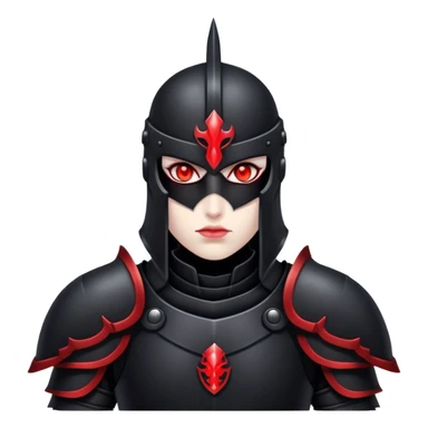 A warrior in black armor, glowing red eyes, standing in the shadows." sticker