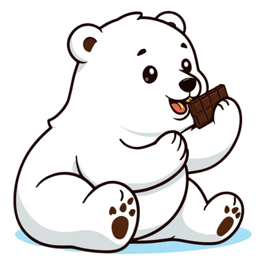 Polar bear eating chocolate  sticker