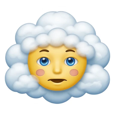 Yellow circle face covered in clouds cover a mouth add clouds on face sticker