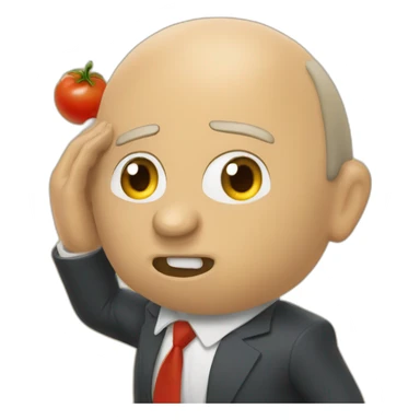 Vladimir poutine getting hit in the face by rotten tomatoes sticker