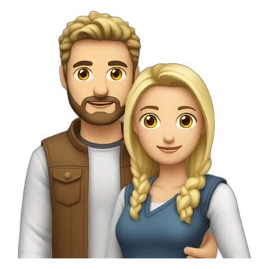 Pareja chica rubia y hombre calvo con barba besándose sticker
