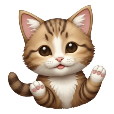 dark brown tabby and white kitten eyes closed whilst stretched out and  upside down sticker