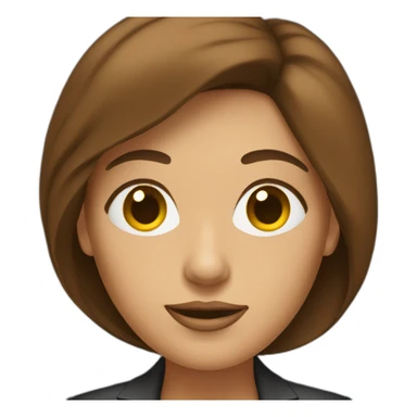 boss lady with brown hair and a laptop sticker