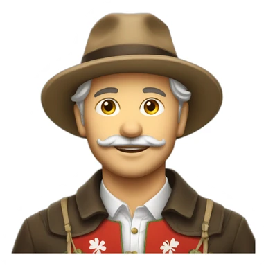 Swiss man in tracht suit with hat sticker