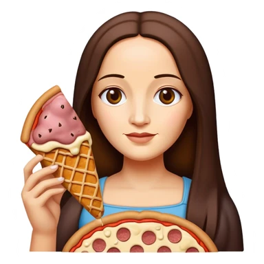 Monalisa holding Melted spam meat ice cream pizza slice sticker
