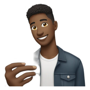 A young man taking mirror selfie with iphone 13 sticker