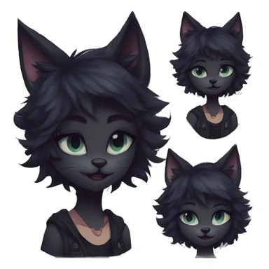 Edgy sharp anthro tomboy black cat furry by Falvie, LiLaiRa, griffsnuff, AngieWolf sticker