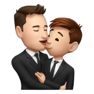 Elon musk kissing Messi sticker
