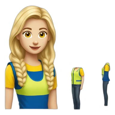 Ikea coworker blond woman blue t-shirt and yellow vest sticker