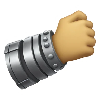 a metal gauntlet in a fist facing forward pointing upward sticker