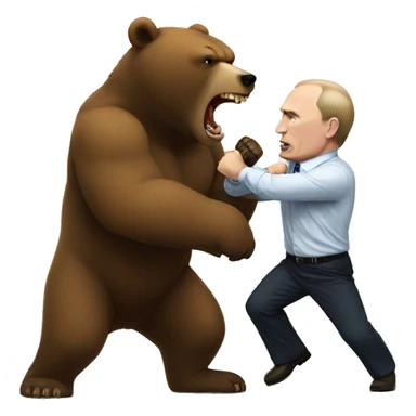 putin fights with bear sticker