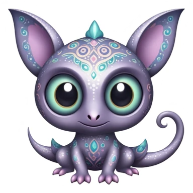 Dark-pastel greyish Randomly-colored sparkly exotic Fakémon-creature with random patterns sticker
