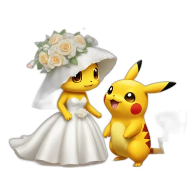 Pikachu getting married to charmander Pokémon sticker