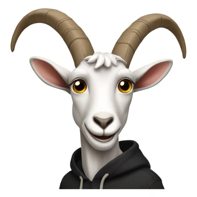 Goat with horns wearing a black hoodie sticker