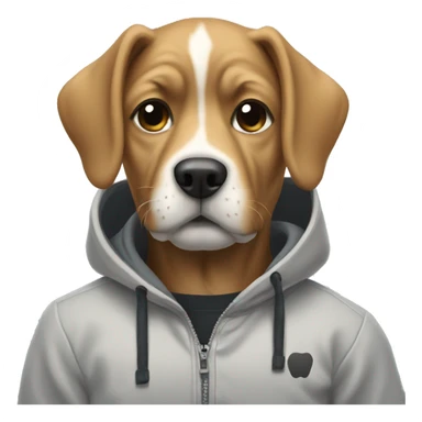 Dog with nike hoodie and an iphone sticker