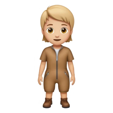 create an emoji that wears a short sleeve short jumpsuit in color brown with seamless zipper sticker