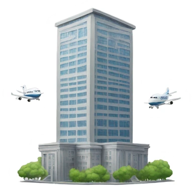 Large building towers with an airplane into  sticker