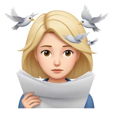 tired woman with flying papers around her sticker