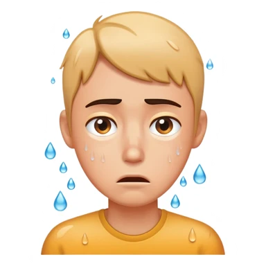 Face with sweat droplets, anxious expression, sweating profusely sticker