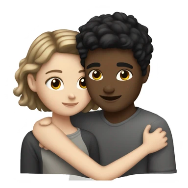 White Girl with black hair hugs white boy with brown hair sticker