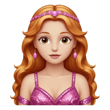 Venus, Goddess of Love with long reddish blonde hair, pink sequin outfit sticker