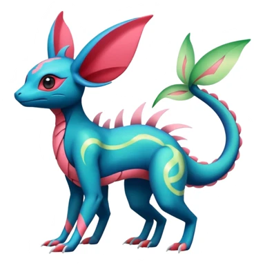 Salandit-Flygon-Sylveon-Umbreon-fusion-Pokémon-hybrid-creature  sticker