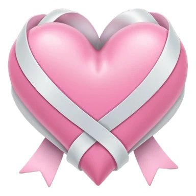 pink heart entwined with white ribbon sticker