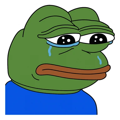 sad Пэпэ meme with teary eyes and a frown sticker