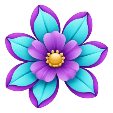 glitter purple and cian flower sticker