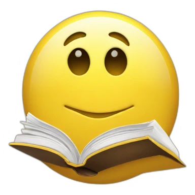yellow glossy round emoji holding book sticker
