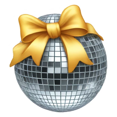 A disco ball with a bow sticker
